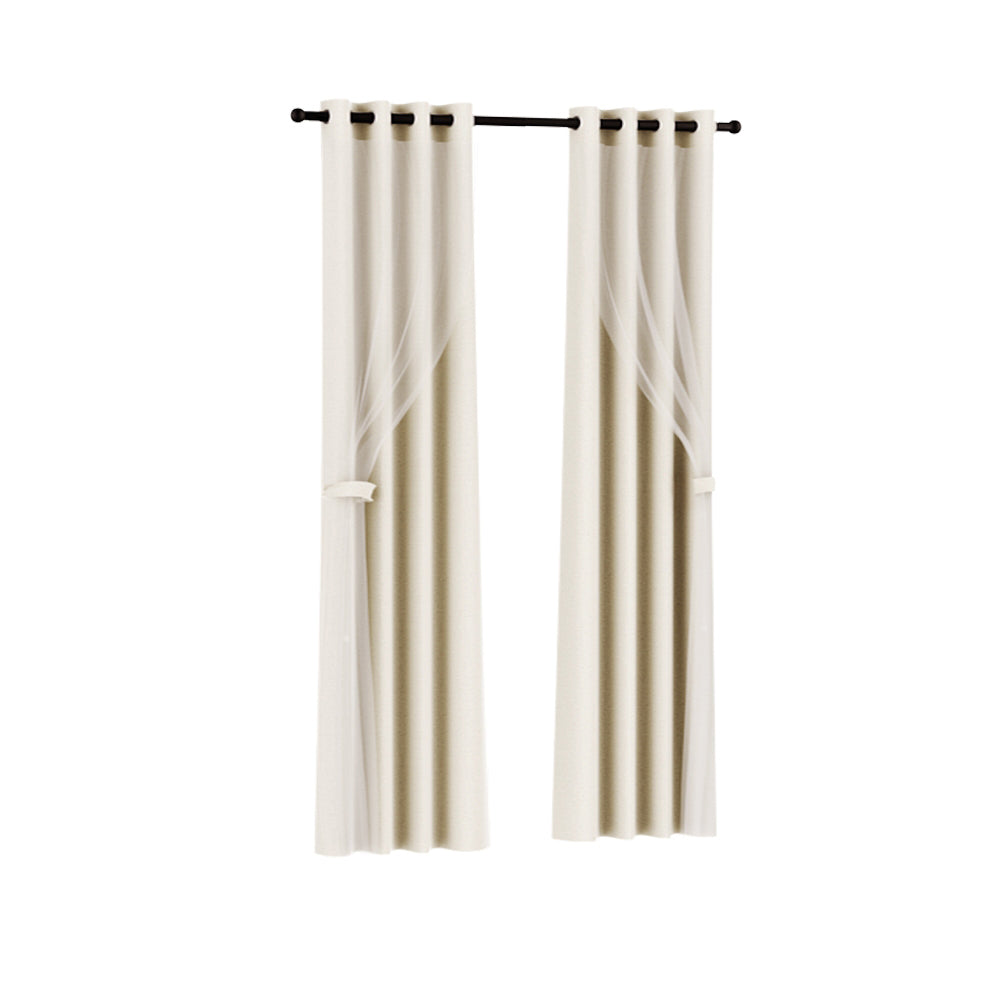 Artiss 2X 132x213cm Blockout Sheer Curtains