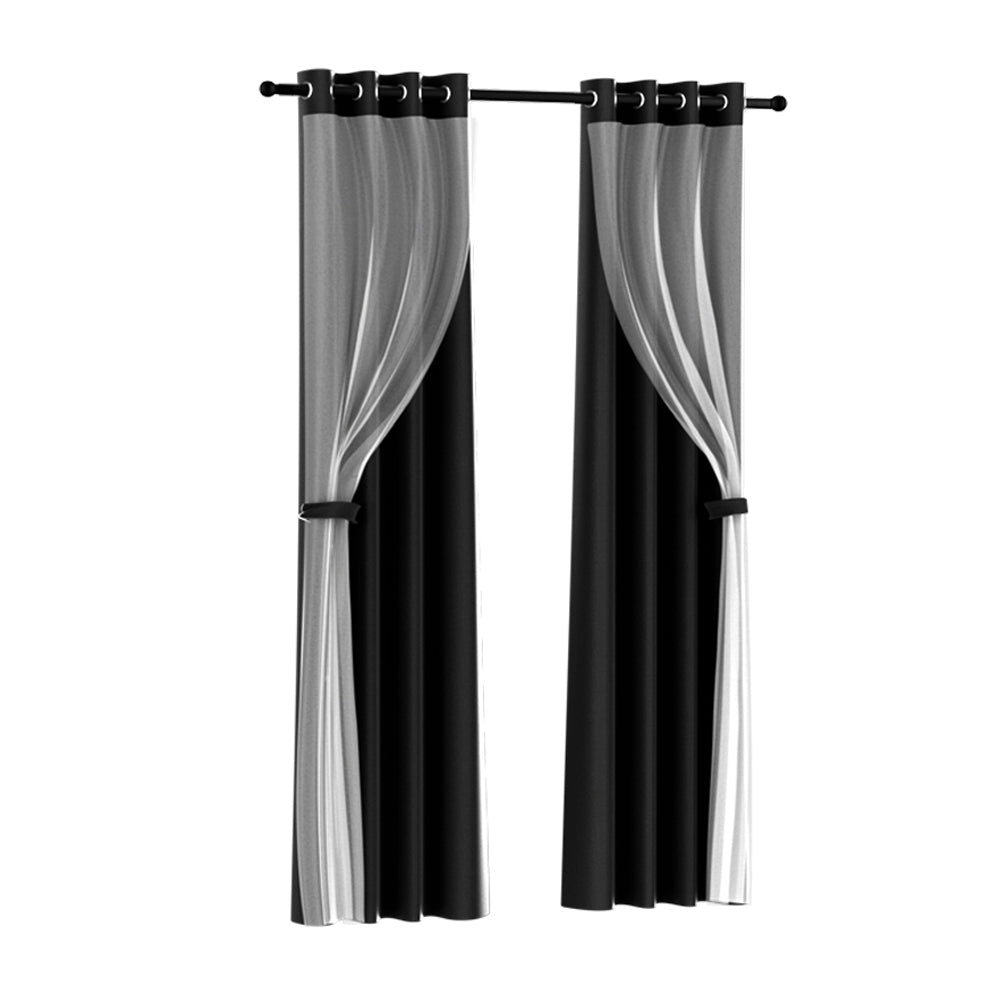 Artiss 2X 132x213cm Blockout Sheer Curtains
