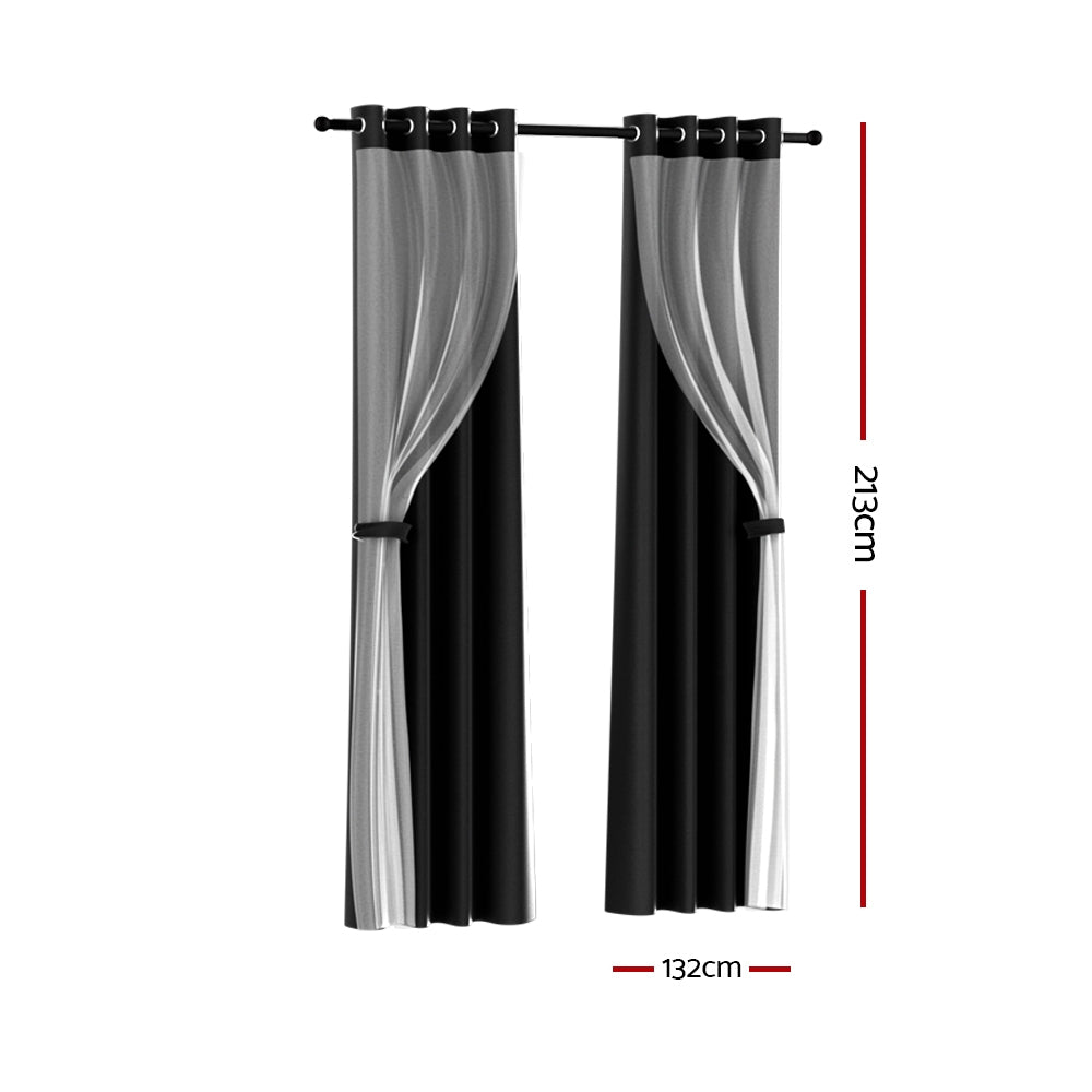 Artiss 2X 132x213cm Blockout Sheer Curtains