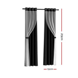 Artiss 2X 132x213cm Blockout Sheer Curtains