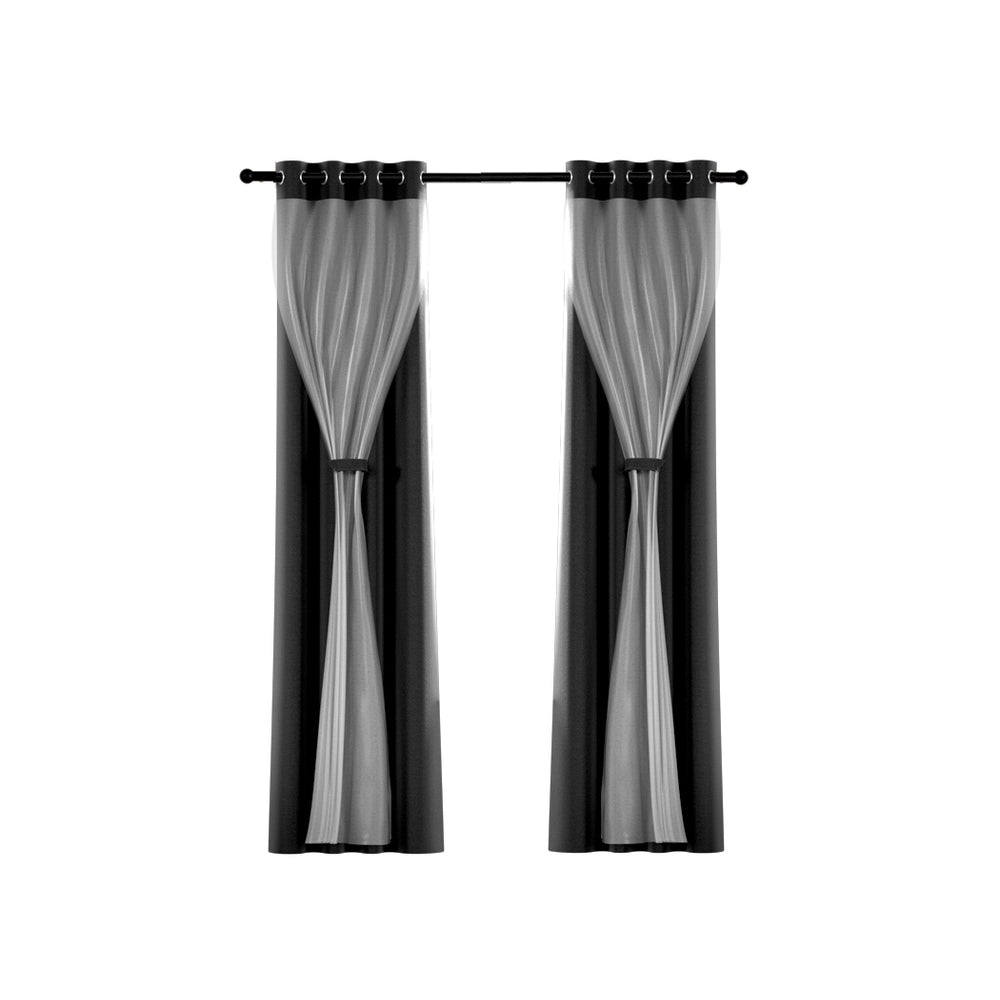 Artiss 2X 132x213cm Blockout Sheer Curtains