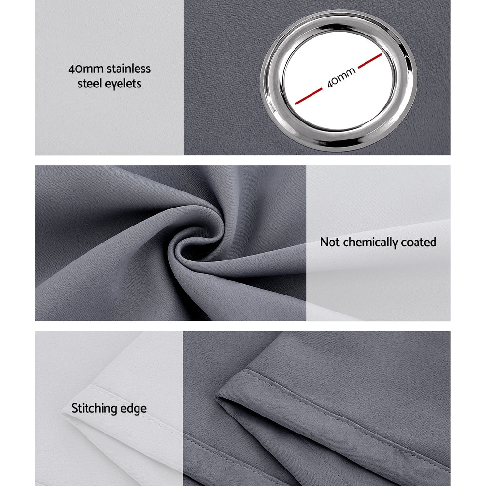 Artiss 2X 132x213cm Blockout Sheer Curtains
