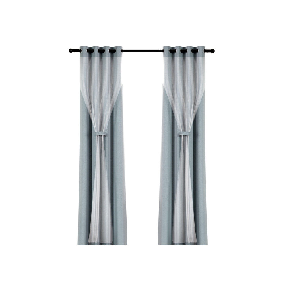 Artiss 2X 132x213cm Blockout Sheer Curtains