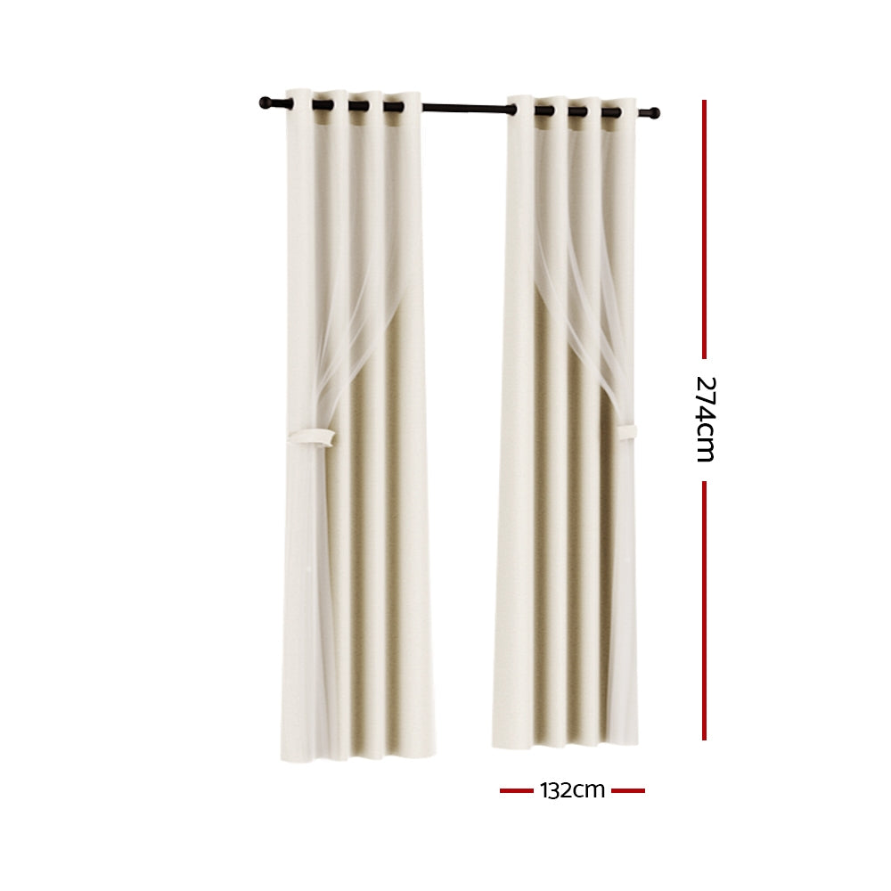 Artiss 2X 132x274cm Blockout Sheer Curtains