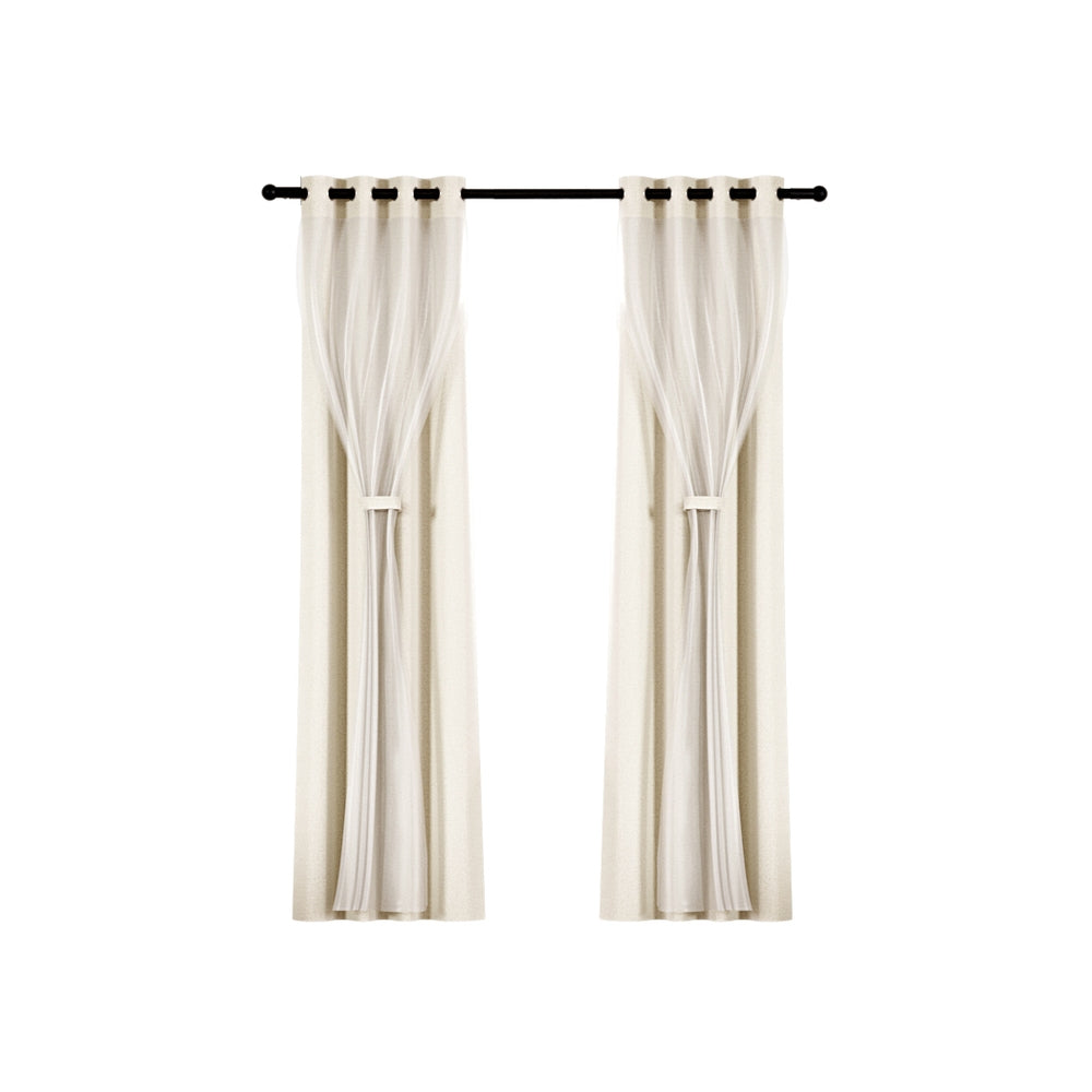 Artiss 2X 132x274cm Blockout Sheer Curtains