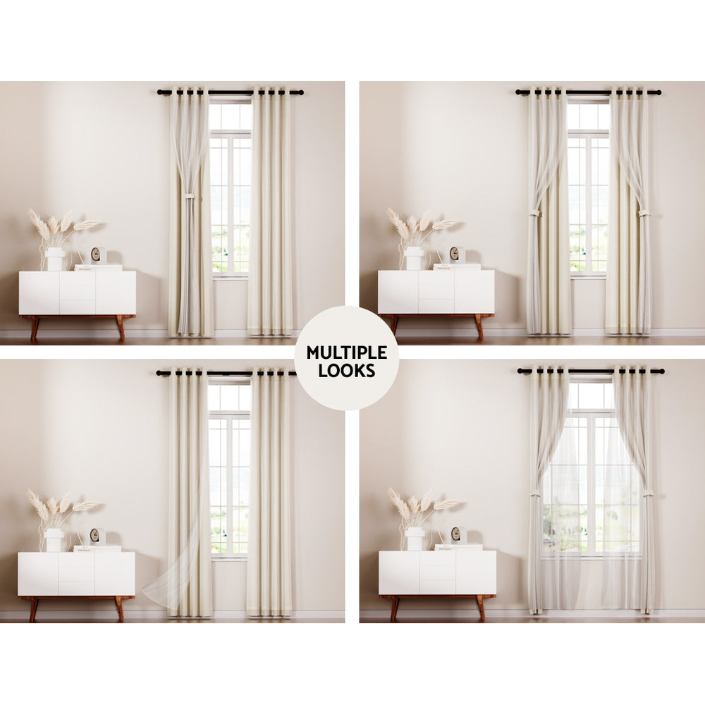 Artiss 2X 132x274cm Blockout Sheer Curtains