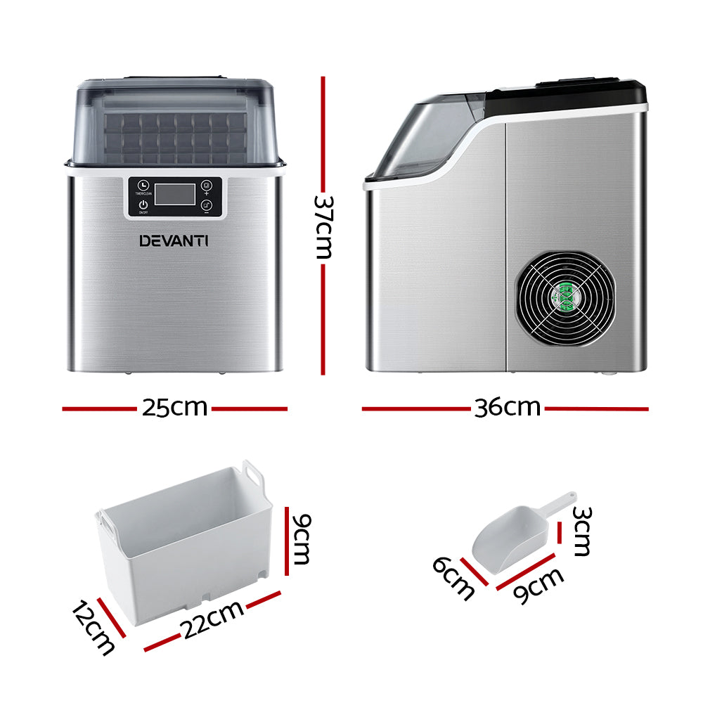 Devanti Ice Maker Machine Commercial Portable Ice Cube Tray Countertop 3.2L - Essence Home
