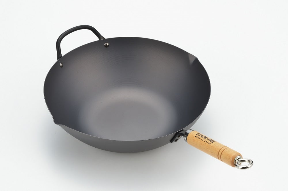 Yoshikawa Cook-Pal Ren 36cm Premium Carbon Steel Heat Treated Wok with two handles - Essence Home