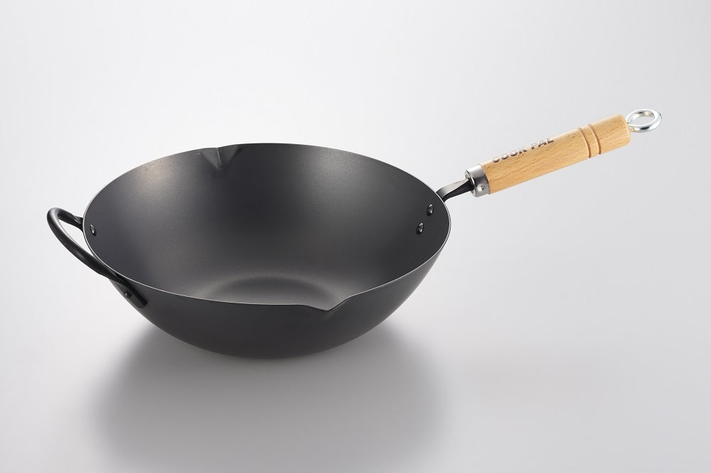 Yoshikawa Cook-Pal Ren 36cm Premium Carbon Steel Heat Treated Wok with two handles - Essence Home
