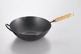 Yoshikawa Cook-Pal Ren 36cm Premium Carbon Steel Heat Treated Wok with two handles - Essence Home