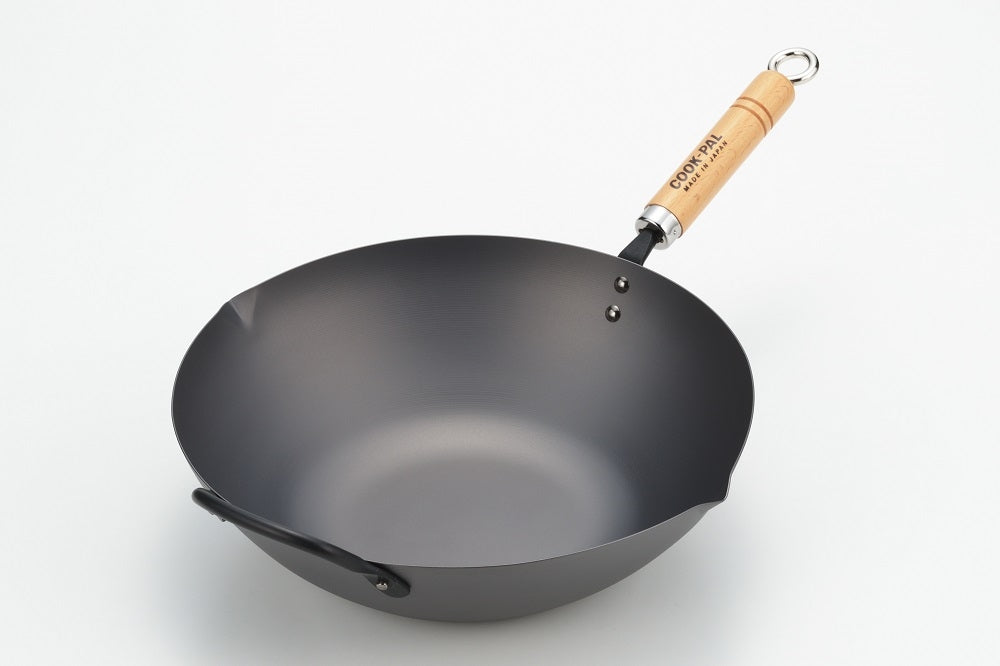 Yoshikawa Cook-Pal Ren 36cm Premium Carbon Steel Heat Treated Wok with two handles - Essence Home