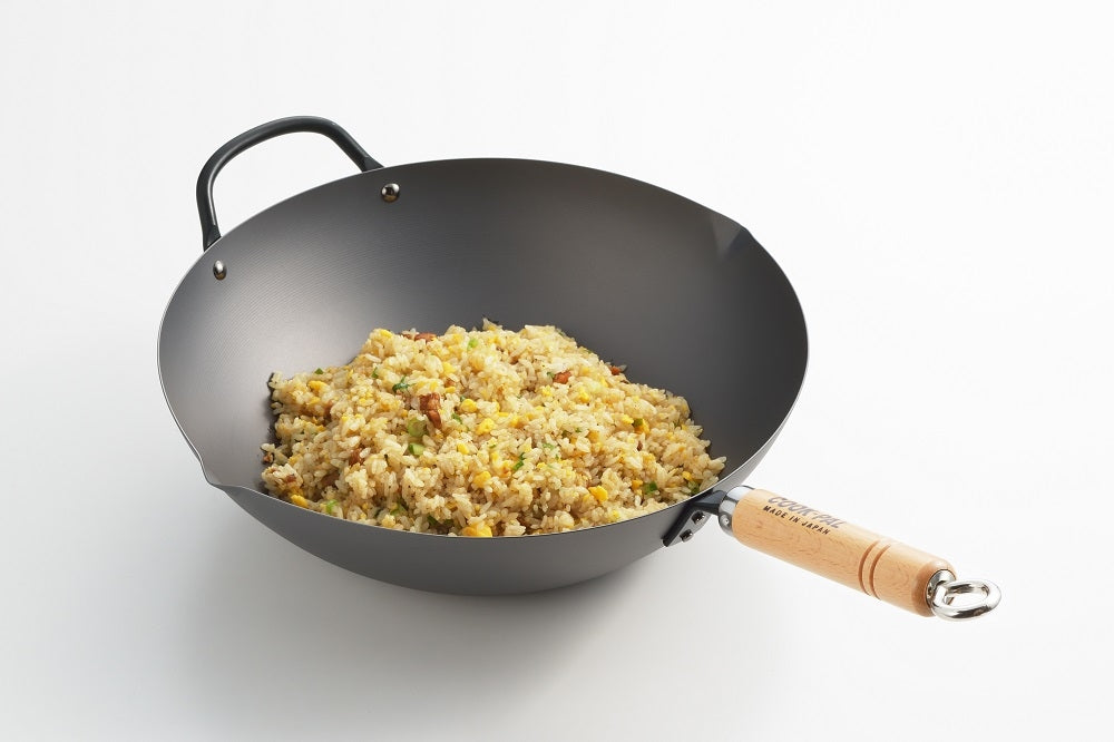 Yoshikawa Cook-Pal Ren 36cm Premium Carbon Steel Heat Treated Wok with two handles - Essence Home