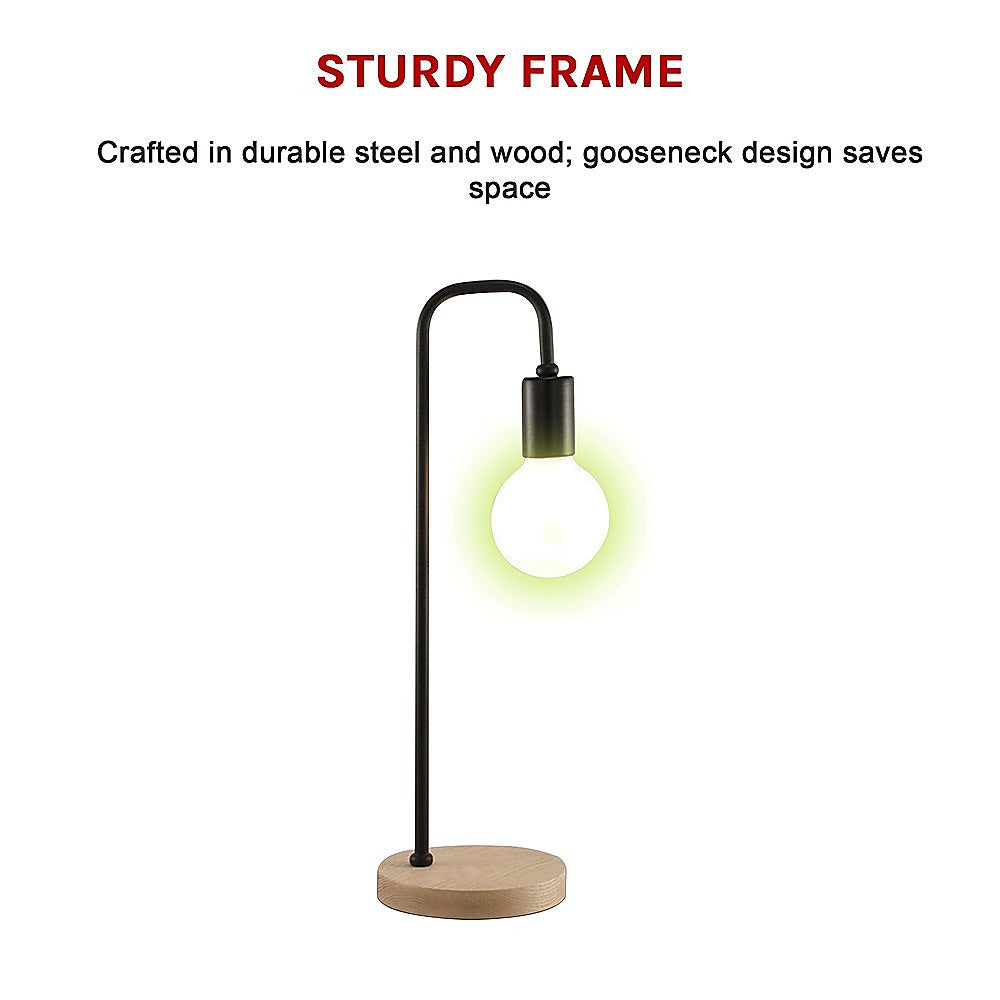 Modern Table lamp Desk Light Timber Base Bedside Bedroom Black - Essence Home