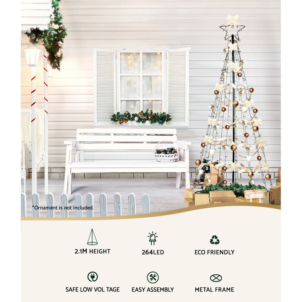 Solar LED Light Christmas Tree 2.1m 264 LED Xmas Tree Decor Multi Colour