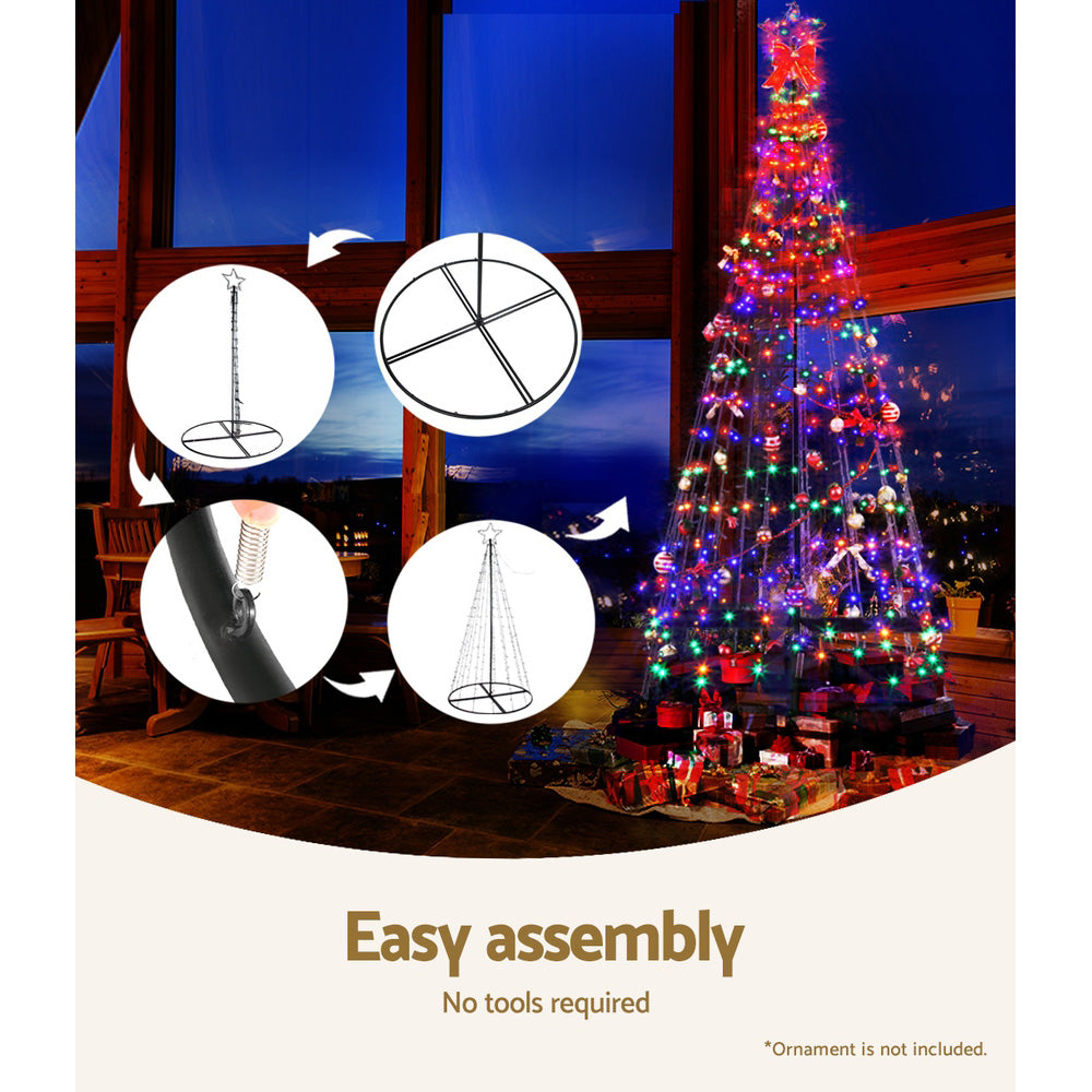 Solar LED Light Christmas Tree 2.1m 264 LED Xmas Tree Decor Multi Colour